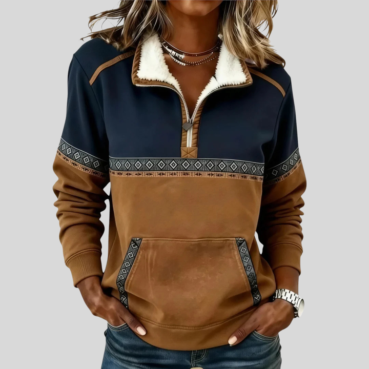 Esme | Sherpa Collar Half-Zip Sweater
