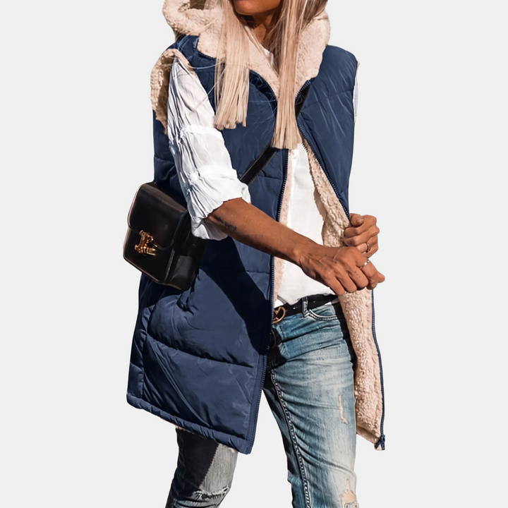 Women's Reversible Sherpa Fleece Sleeveless Vest