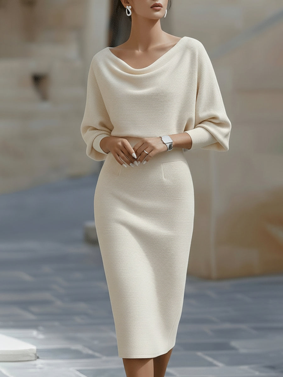 Lydia | Women's Draped Batwing-Sleeve Midi Dress