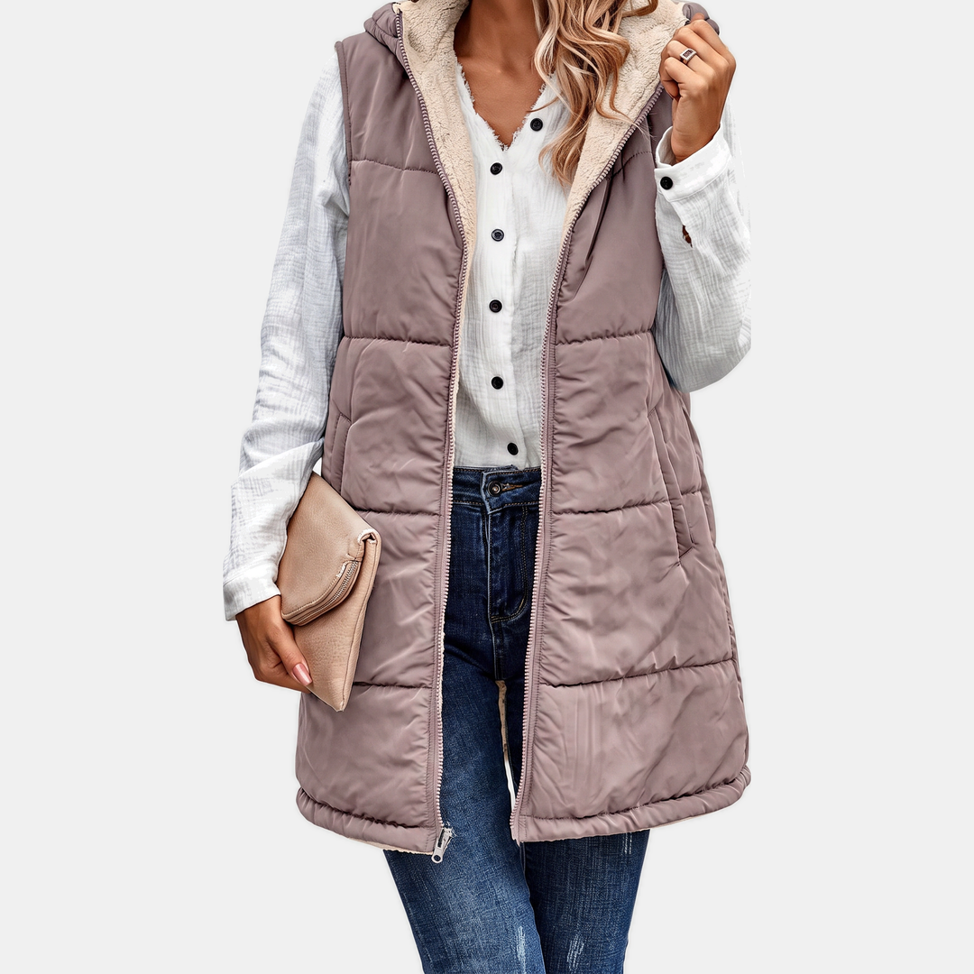 Women's Reversible Sherpa Fleece Sleeveless Vest
