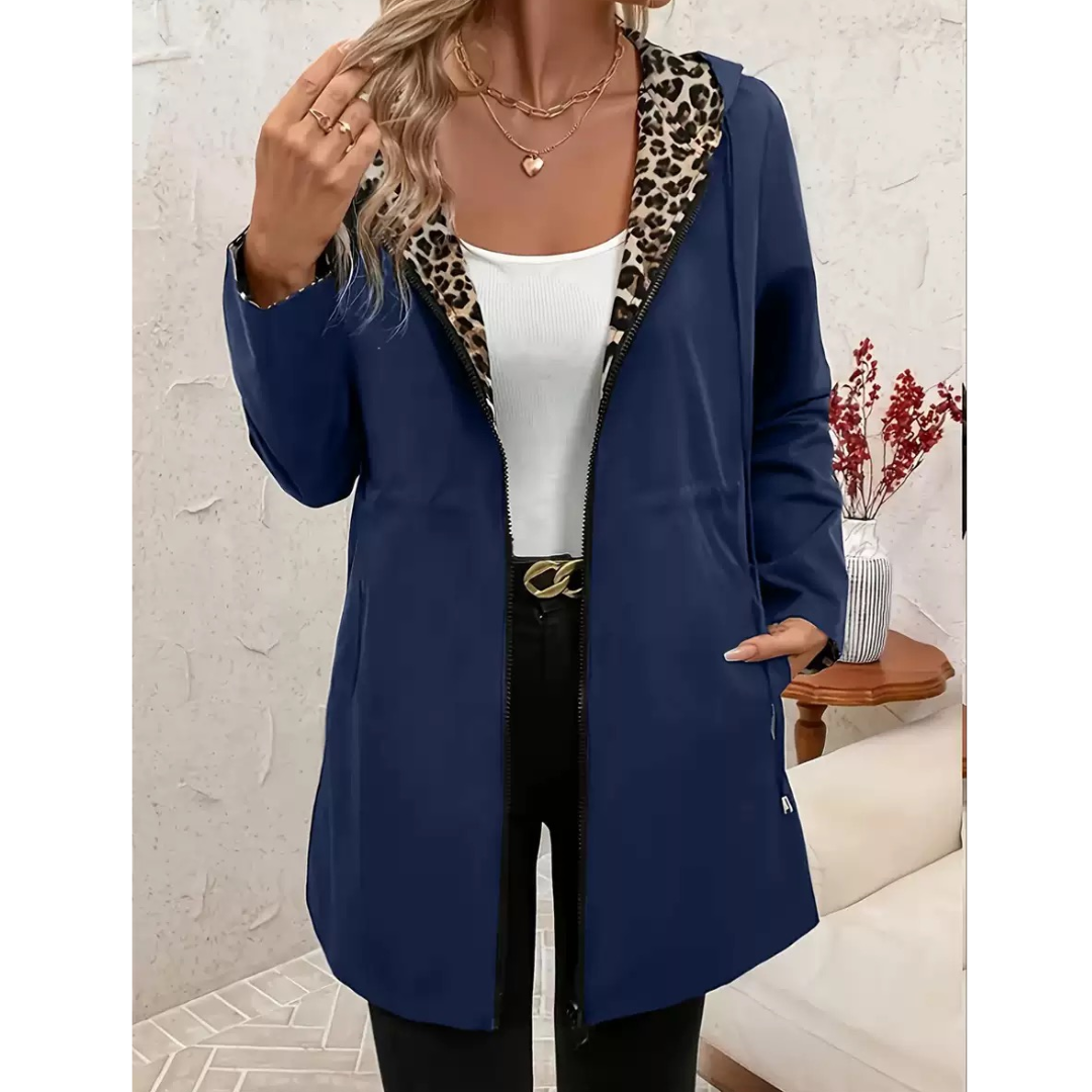 Women's Reversible Leopard Print Hooded Coat