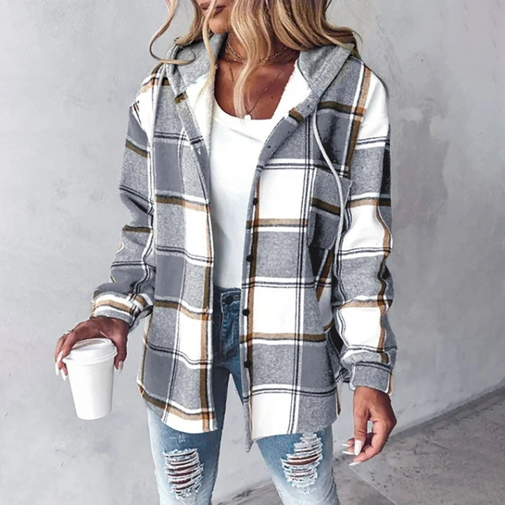Amalia™ | Women's Hooded Plaid Shirt Jacket