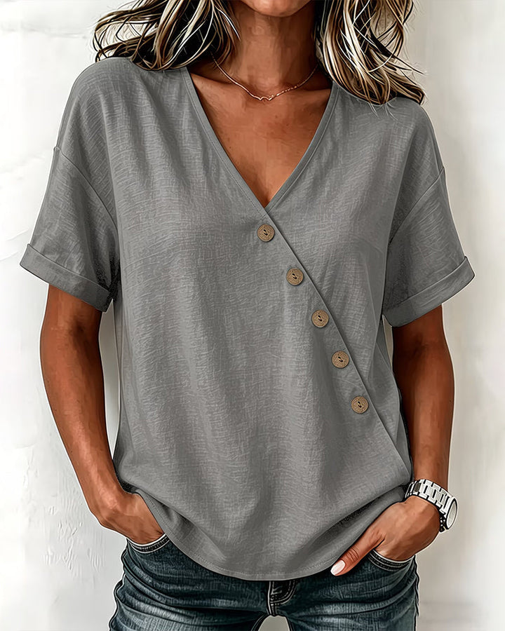 Audrey | Asymmetric Button Blouse