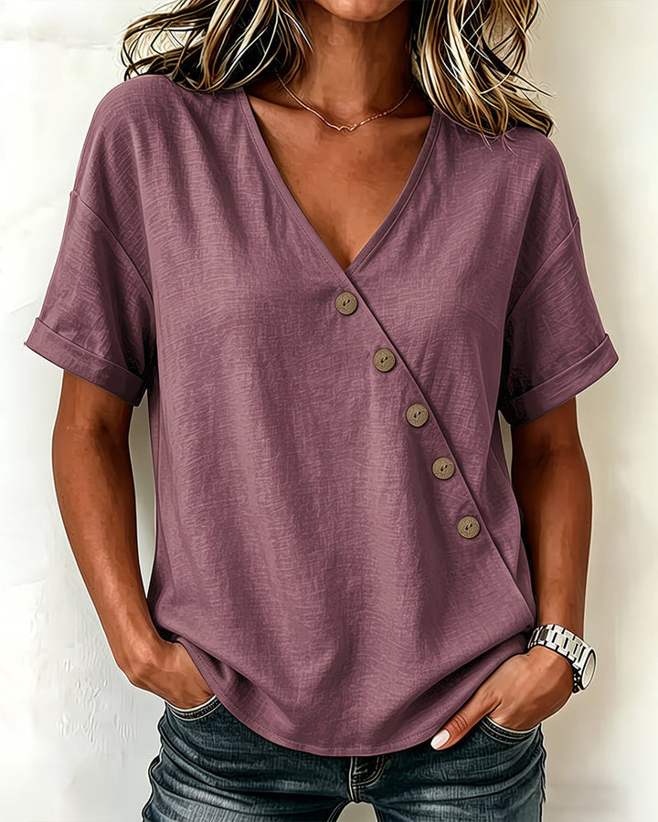 Audrey | Asymmetric Button Blouse