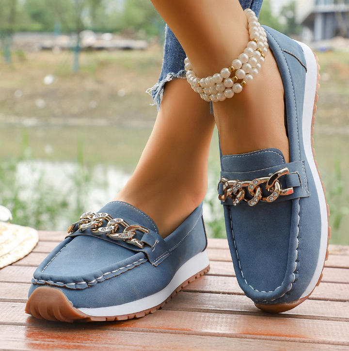 Elle - Orthopedic Loafers with Diamond Buckle