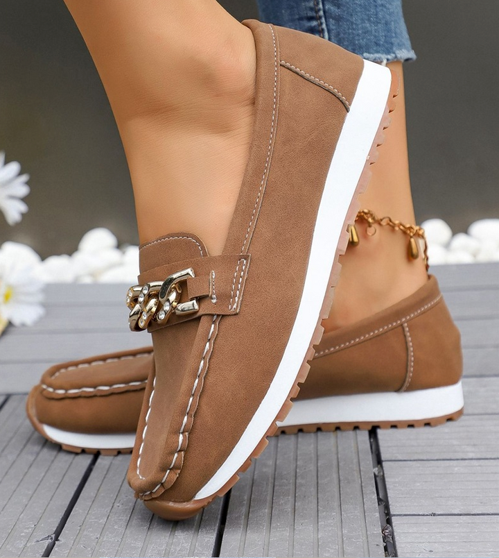 Elle - Orthopedic Loafers with Diamond Buckle