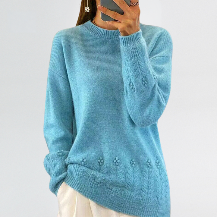 Women's Scandinavian Floral Knit Sweater