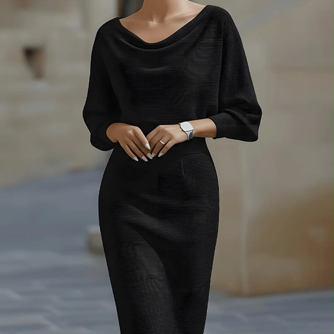 Lydia | Women's Draped Batwing-Sleeve Midi Dress