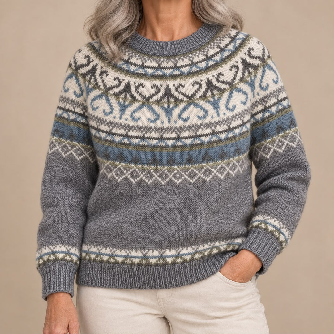 Simona | Deep Red Fair Isle Sweater