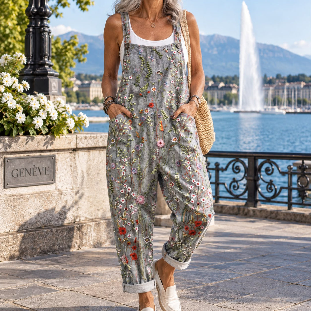 Darcy™ | Grey Floral Overalls