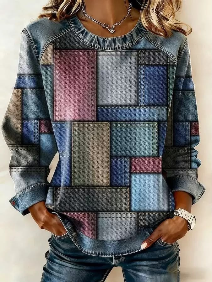 Sandra™ | Women's Floral Sweatshirt with Contrast Trim