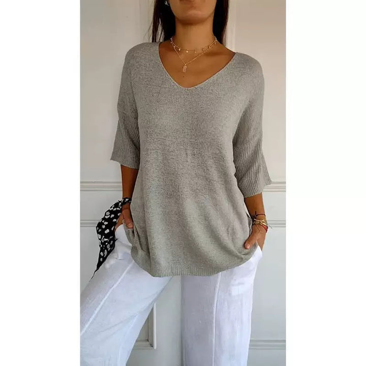 Ellen™ | Women's Soft Knit 3/4-Sleeve V-Neck Sweater