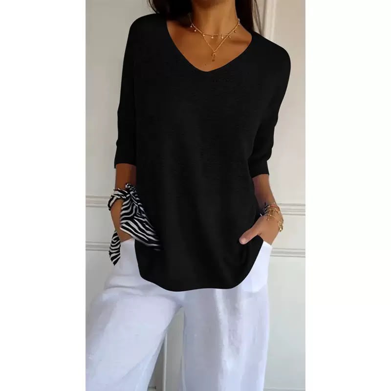 Ellen™ | Women's Soft Knit 3/4-Sleeve V-Neck Sweater