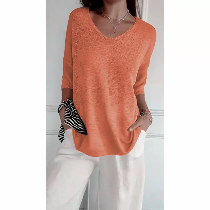 Ellen™ | Women's Soft Knit 3/4-Sleeve V-Neck Sweater