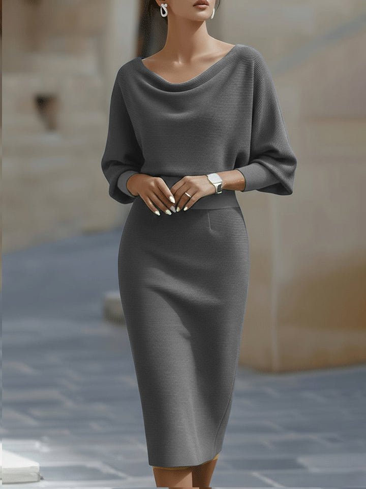 Lydia | Women's Draped Batwing-Sleeve Midi Dress