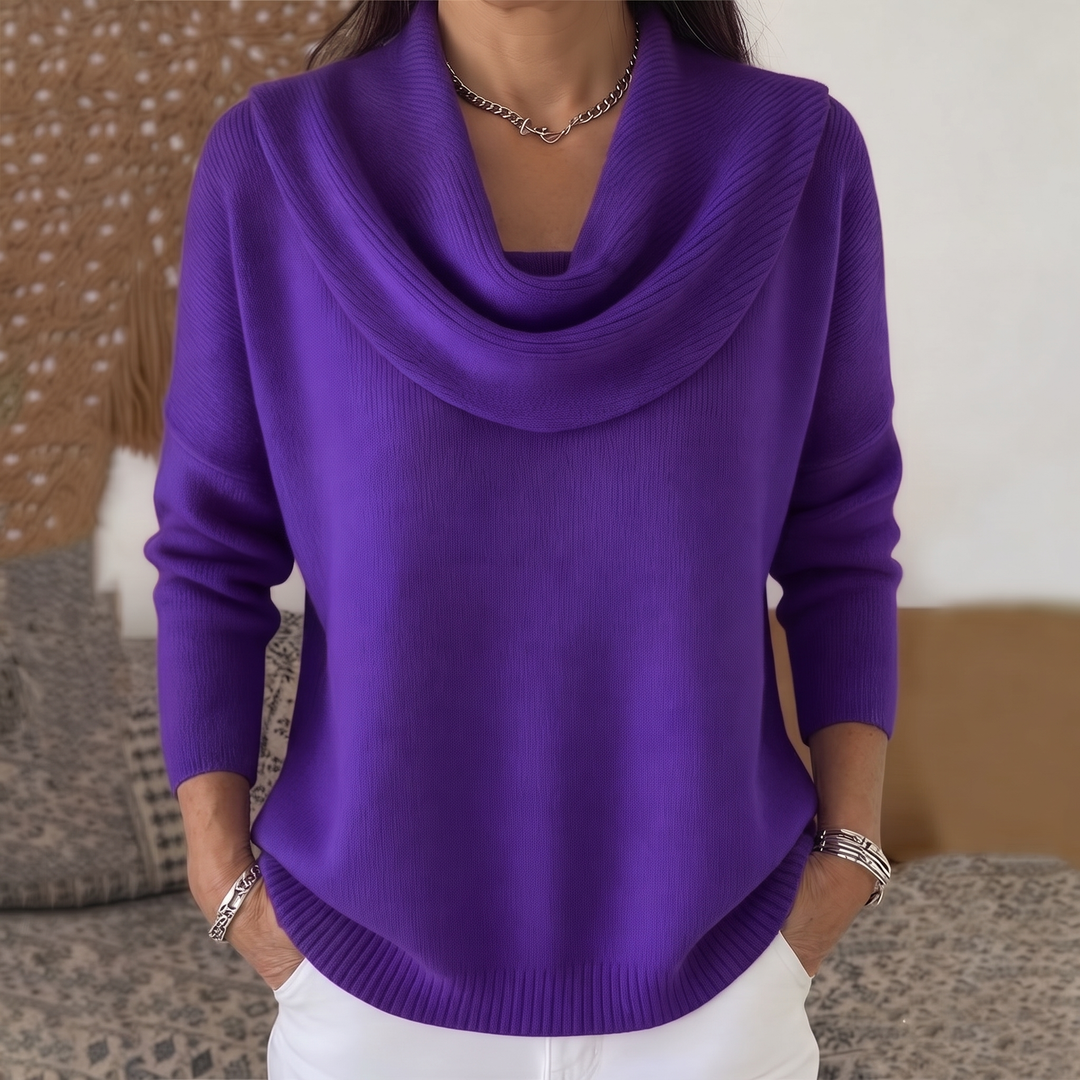 Women's Long-Sleeve Draped Collar Sweater