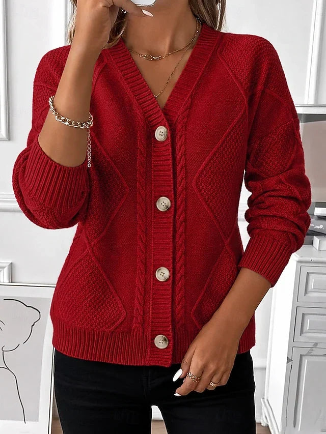 Women's Vintage Cable-Knit Button Cardigan