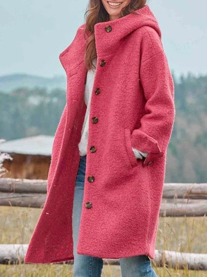 Eleanor | Long Hooded Button Coat